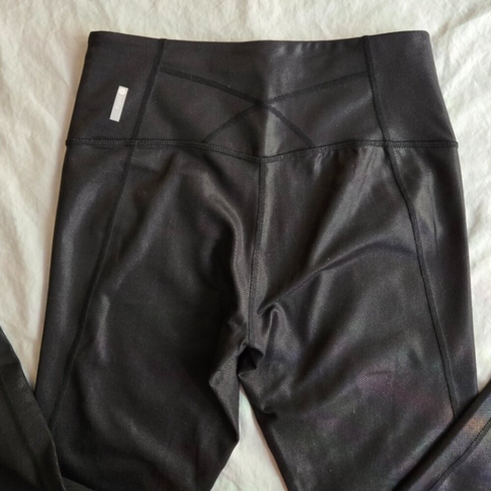 Zella Live In Yoga Black Dot Pearl Laminate Black Leggings EB2 - Picture 2 of 9